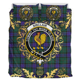 Sinclair Hunting Modern Tartan Crest Bedding Set - Golden Thistle Style